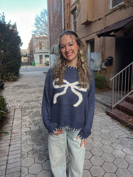 Blue Bow Sweater