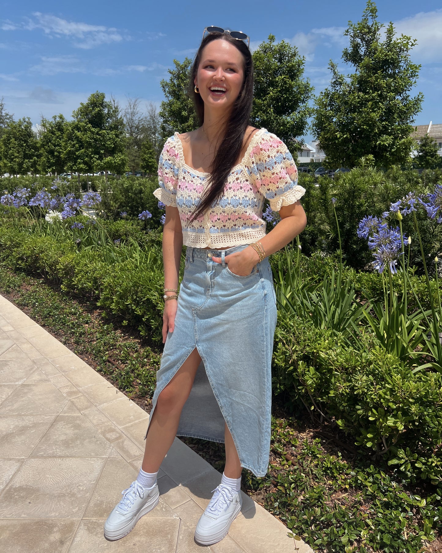 Cotton Candy Crochet Top - Blue and Pink