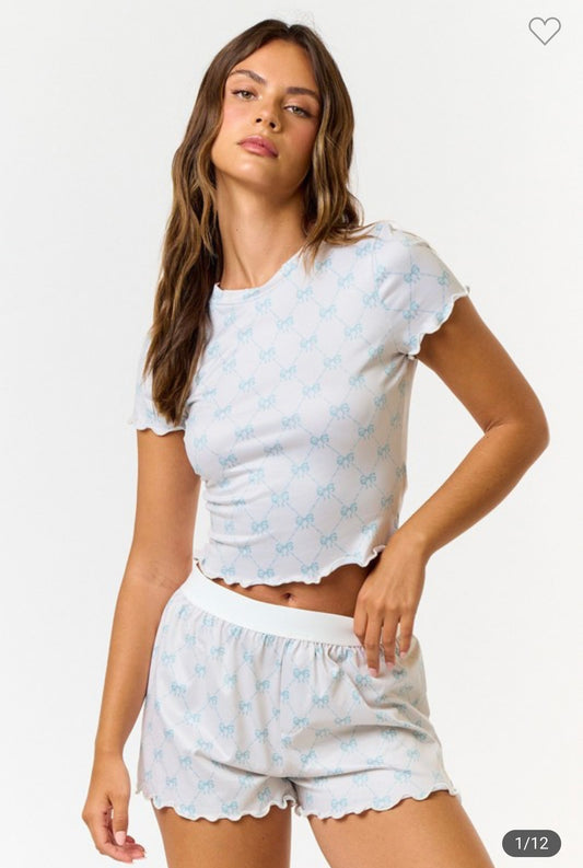 Blue Bow PJ Set