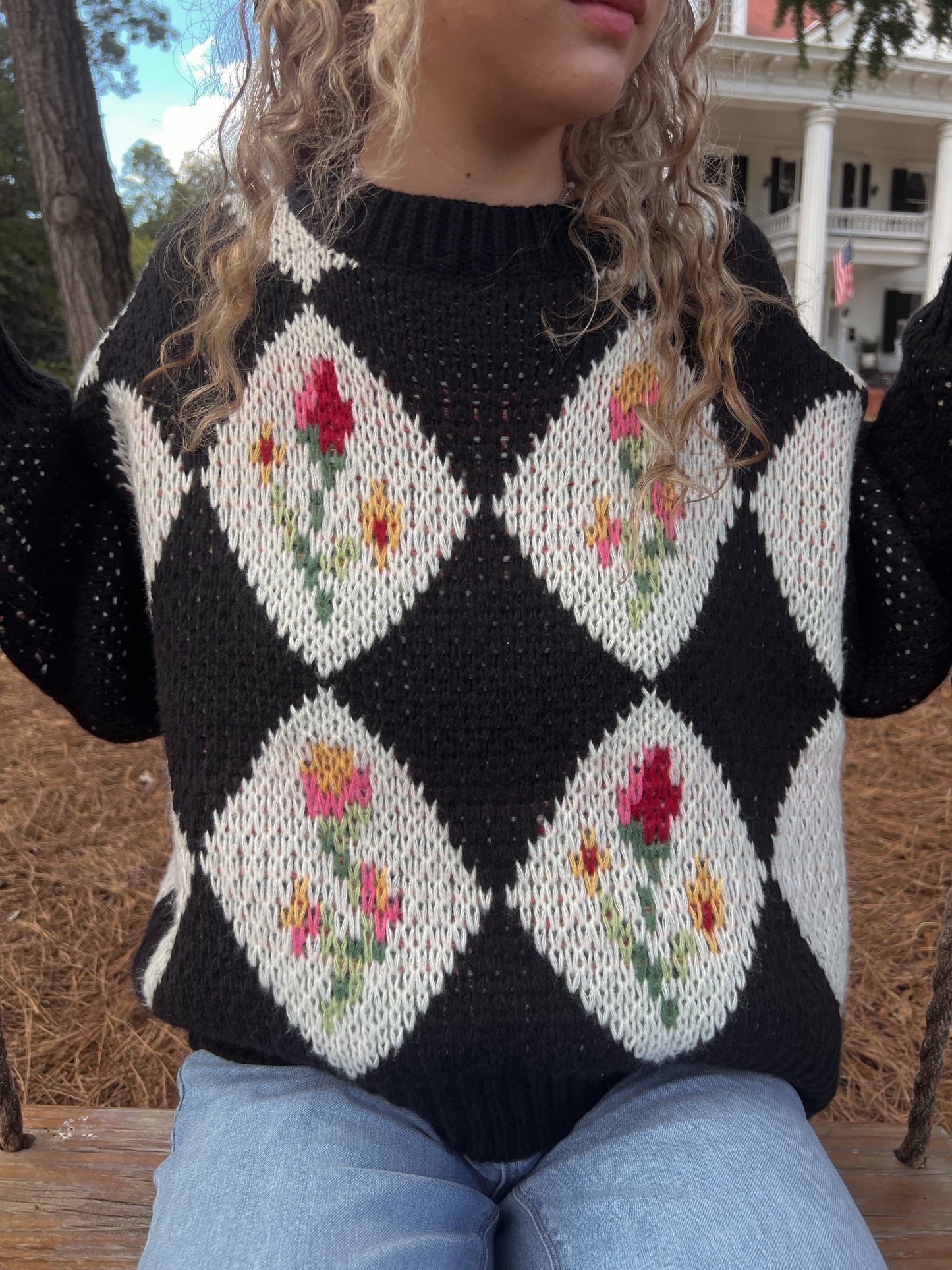 Flora Checkered Print Sweater